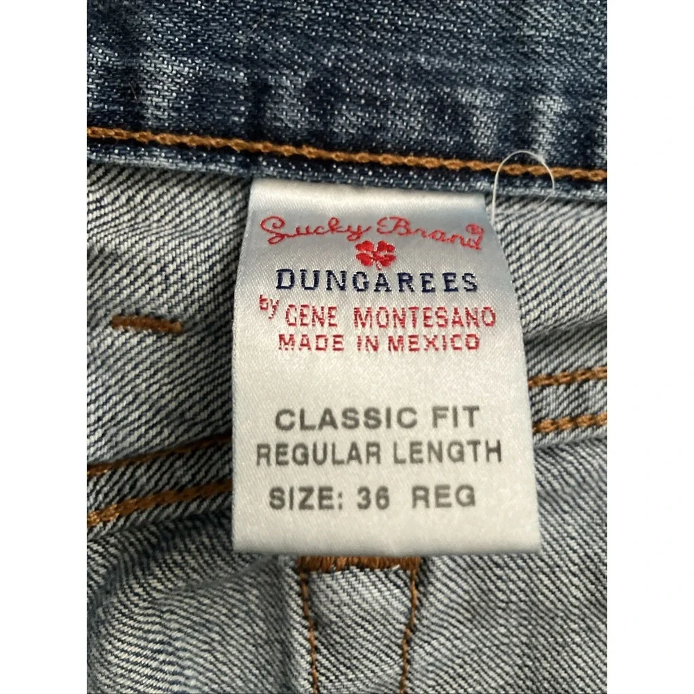 Lucky Brand Dungarees Mens Classic Fit Regular Jeans 36/29 Blue Raw Gem Cut Read